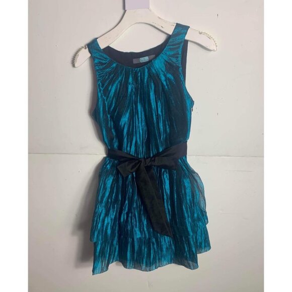 Eva Franco Anthropologie Mini Satin Blue Sleeveless Dress - Picture 1 of 2